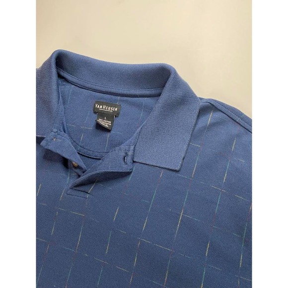 Van Heusen Polo Shirt Short Sleeve Plaid Shirt Classic Fit Size Large - Picture 5 of 7